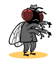 Illustration of a fly giving 'thumbs down'