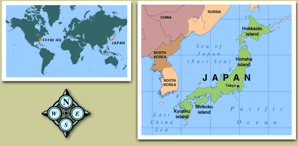 Map of the world with detail of Japan