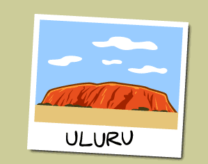 Illustration of Uluru with sky and sand